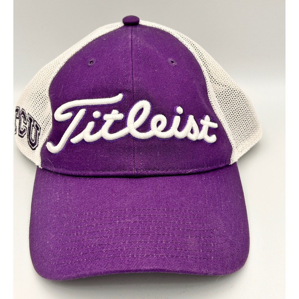 Titleist TCU Horned Frogs 47 Snapback Trucker Hat Purple White Golf Cap OSFA